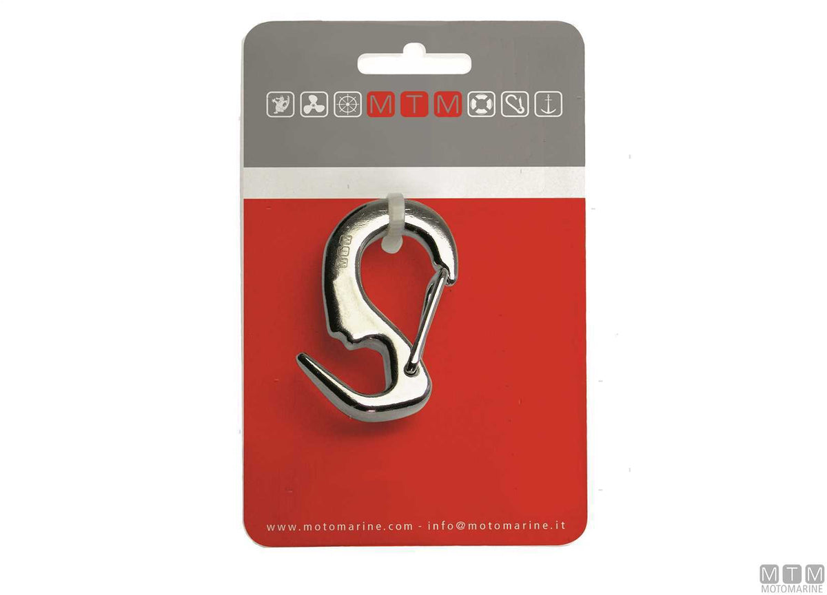 Open jib snap hook L65 mm, 316 stainless steel, M-Card - original photo Motomarine Srl