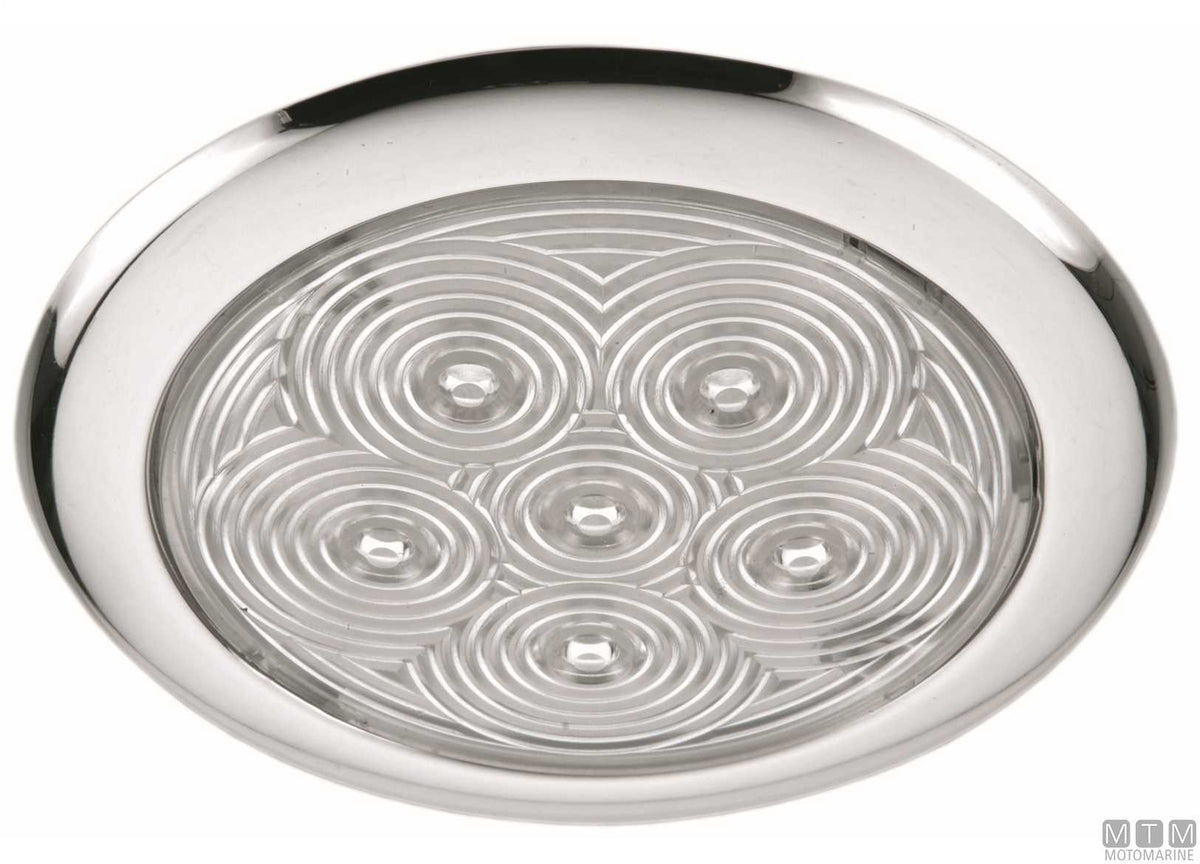 Slim LED ceiling light in stainless steel Ø110 mm - original photo Motomarine Srl