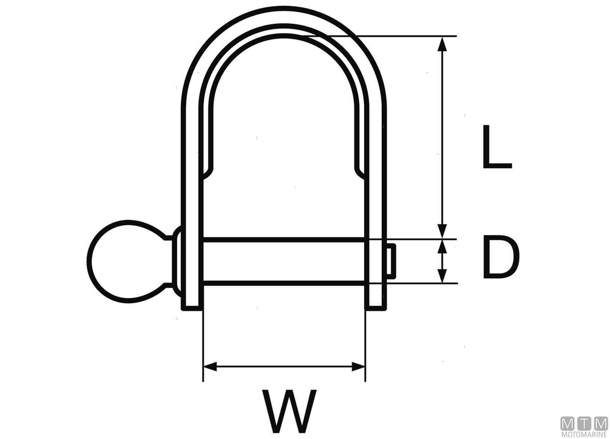Straight shackle Ø8 mm L42 mm, 316 stainless steel, cast - original photo Motomarine Srl