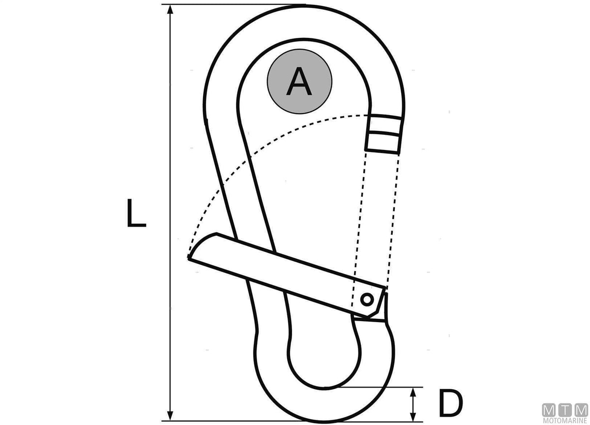 Kong Classic snap hook Ø11 mm side opening stainless steel 316 - original photo Motomarine Srl