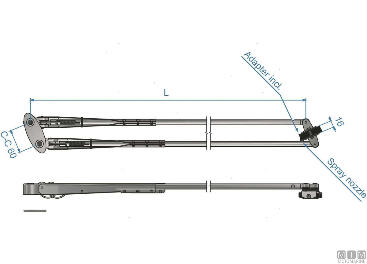 Roca telescopic pantograph arm 102/120 cm burnished stainless steel - original photo Motomarine Srl