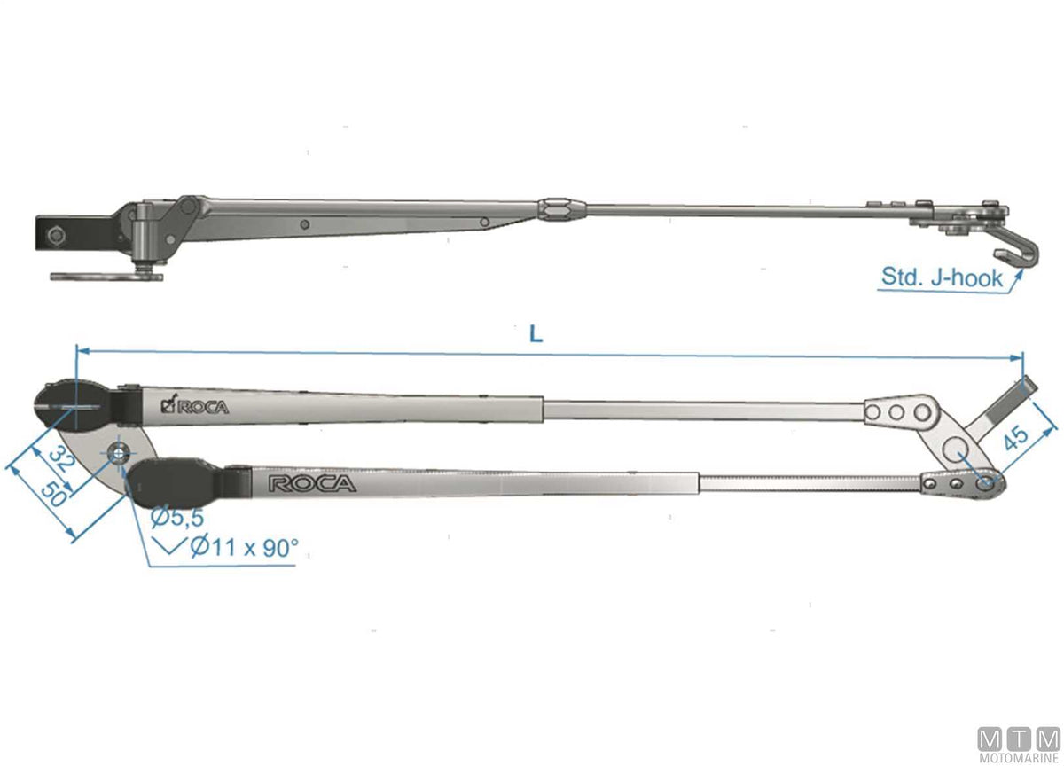 Pantograph telescopic arm Roca 324/460 mm burnished stainless steel - original photo Motomarine Srl