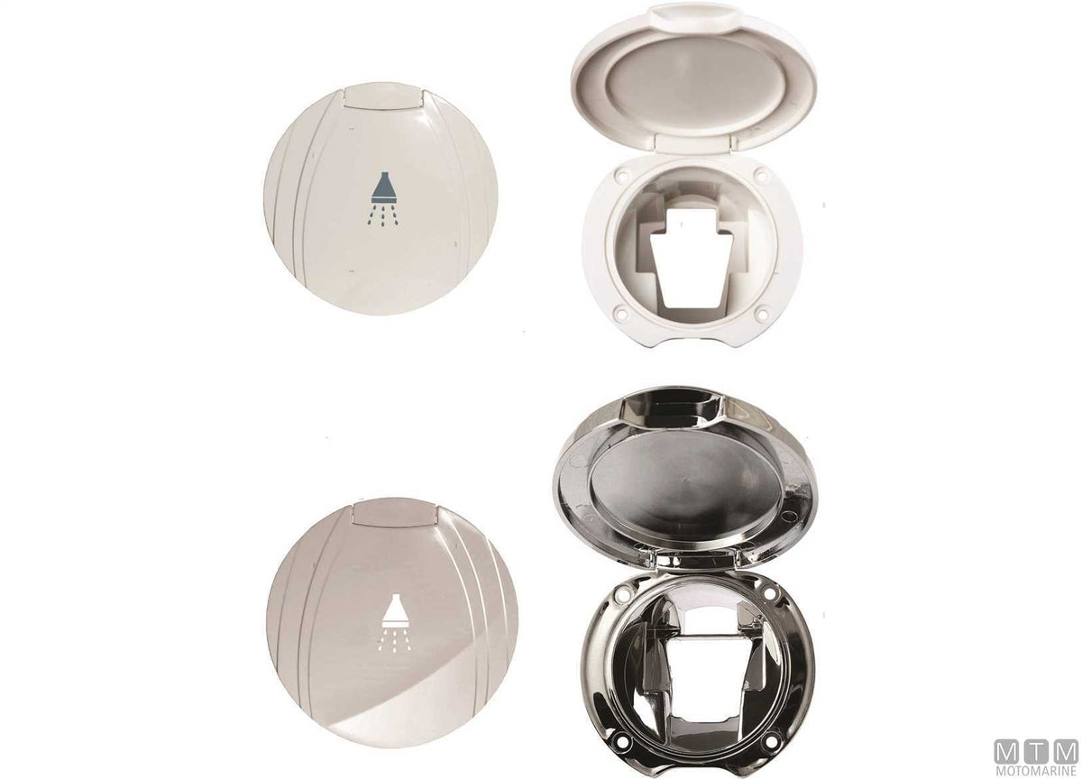 Round shower box for vertical and horizontal flush mounting ABS chrome - original photo Motomarine Srl