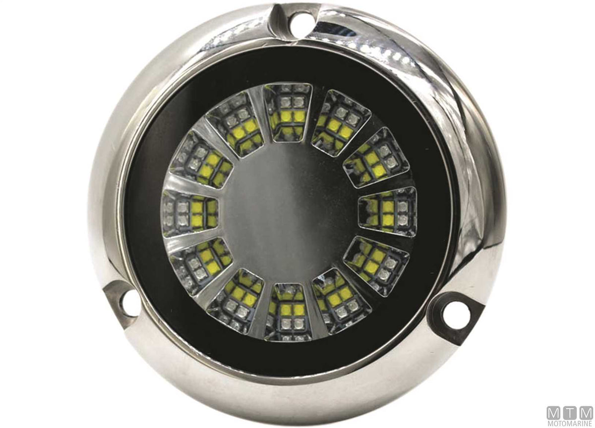 Bicolor LED underwater light in stainless steel Ø93 mm - original photo Motomarine Srl