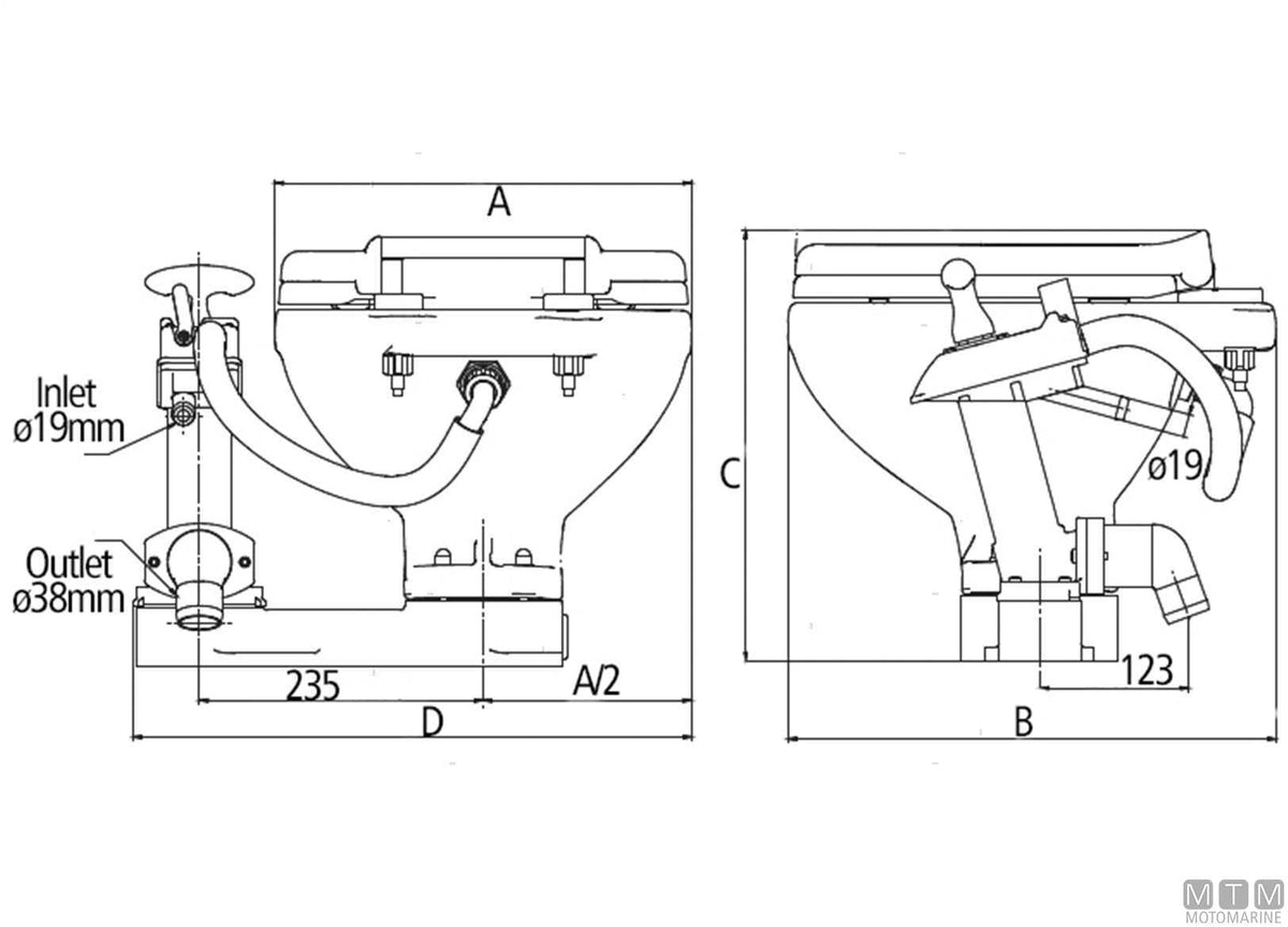 Johnson Aqua-T Manual Comfort toilet - original photo Motomarine Srl