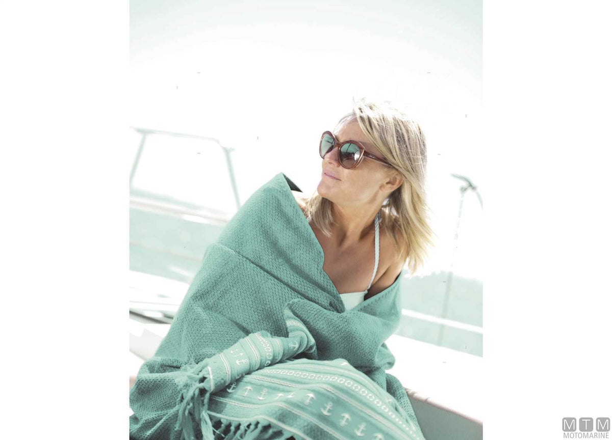 MB Anchors Santorini set of 3 towels, aqua - original photo Motomarine Srl