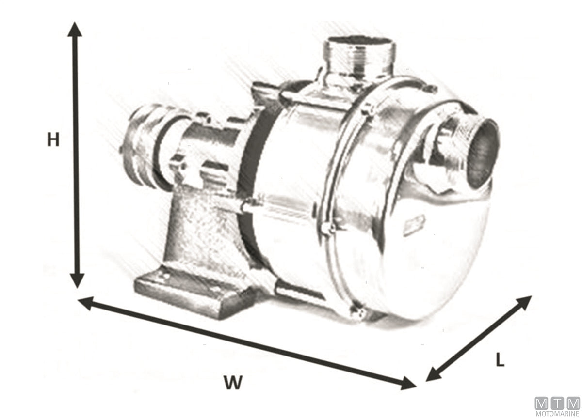 IFM series water pump with pulley and clutch, Ø30 mm ports - original photo Motomarine Srl