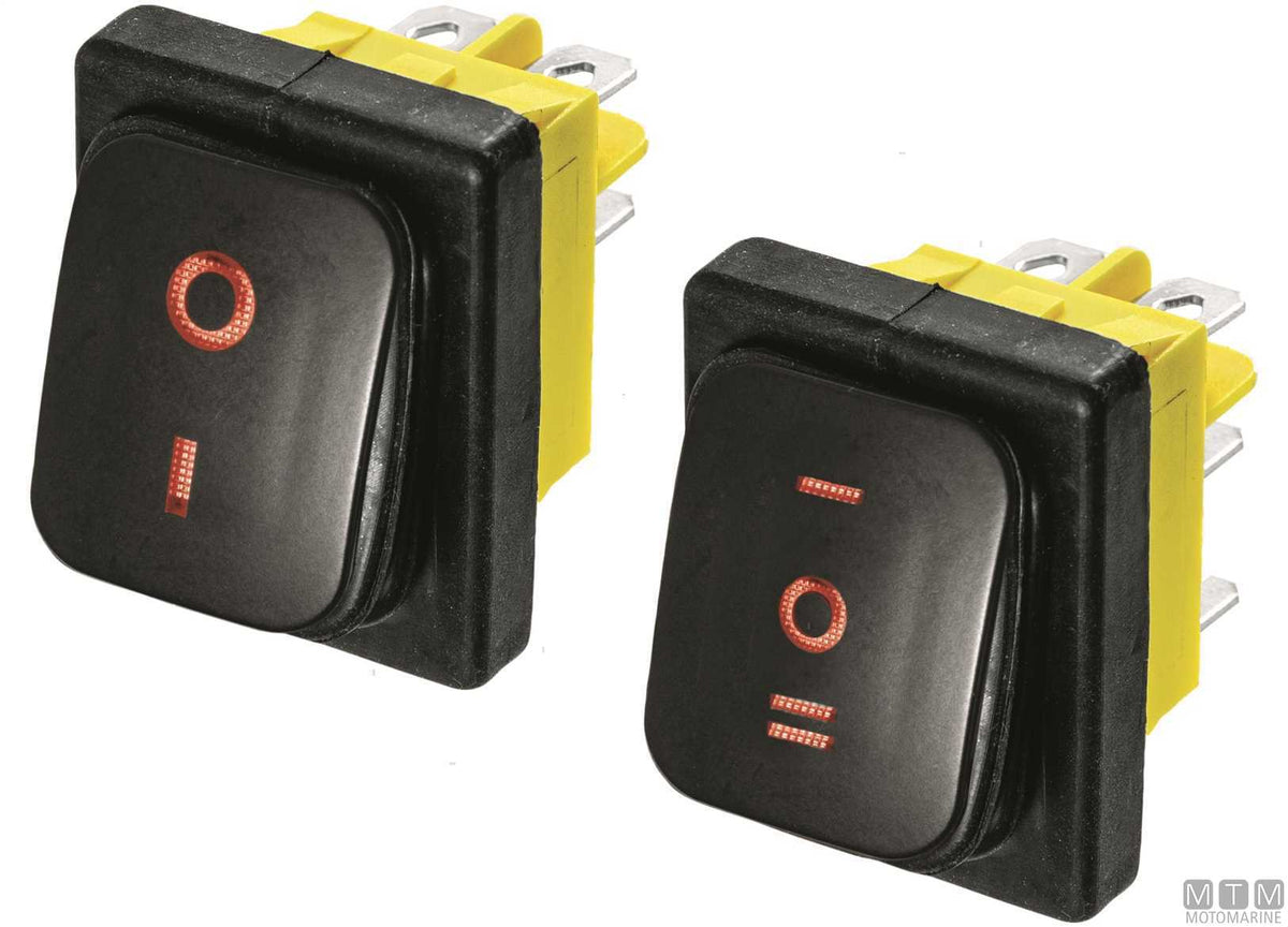 Classic ON-OFF rocker switch Red LED 20 A 4 terminals - original photo Motomarine Srl