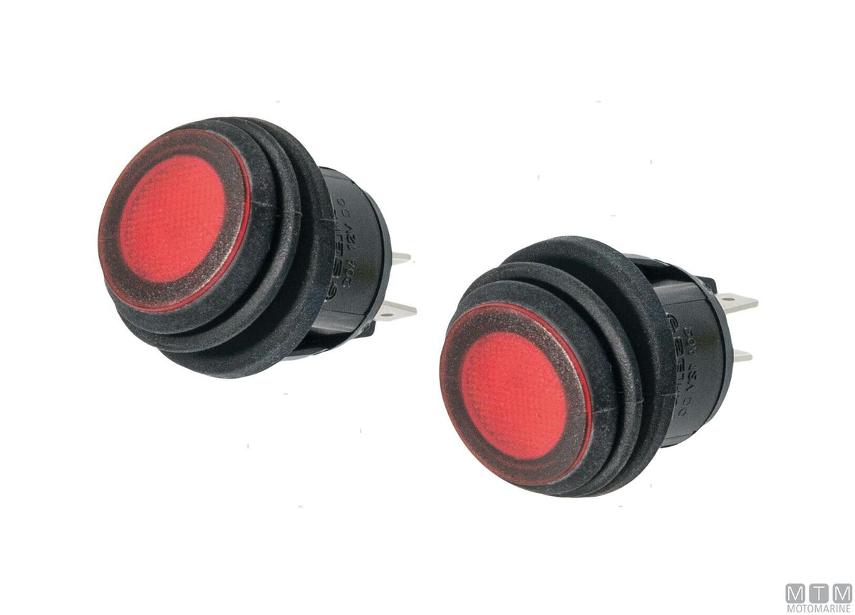 Round rocker switch ON-OFF with LED 20 A 4 terminals - original photo Motomarine Srl