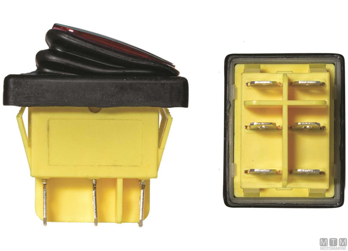 Red ON-OFF rocker switch 20 A 4 terminals - original photo Motomarine Srl