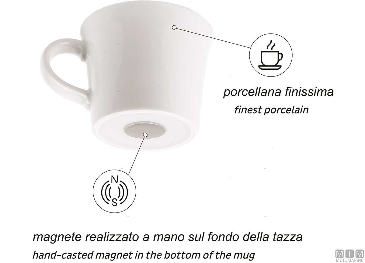 Silwy set of 2 magnetic porcelain espresso cups - original photo Motomarine Srl