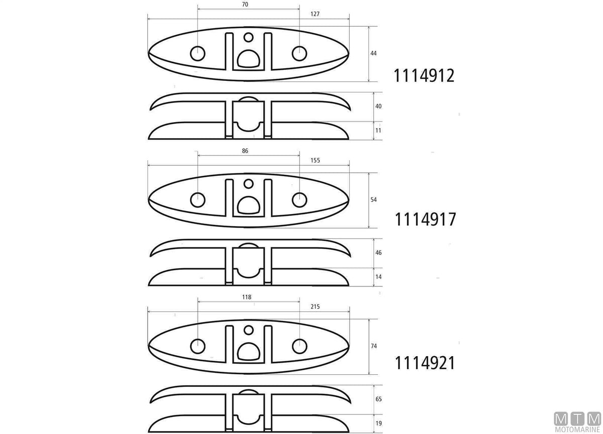 Folding cleat 120 mm in stainless steel 316 - original photo Motomarine Srl