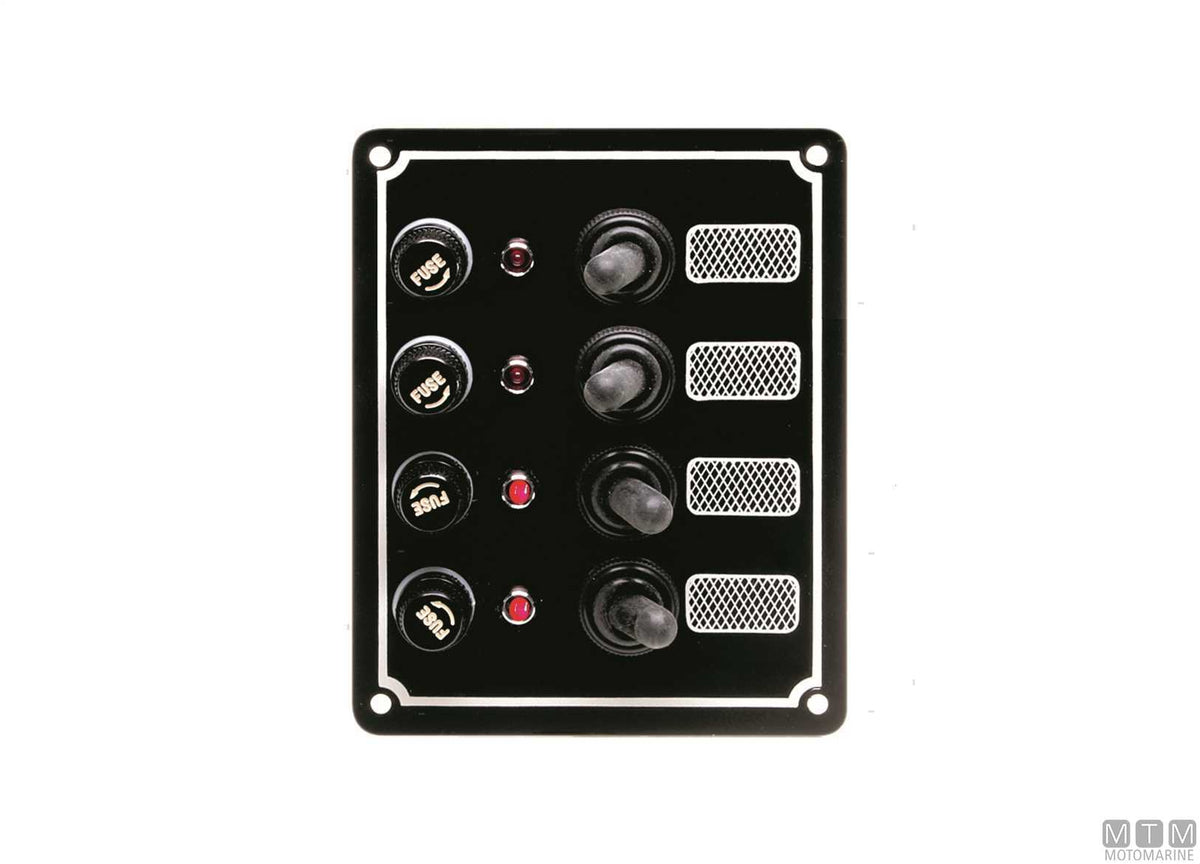 Aluminium panel with lever switches, 3 positions, 103x100 mm - original photo Motomarine Srl