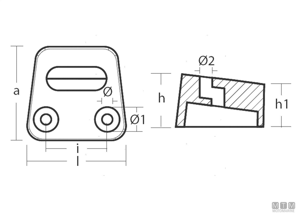 Cube plate anode for OMC King Cobra, zinc - original photo Motomarine Srl