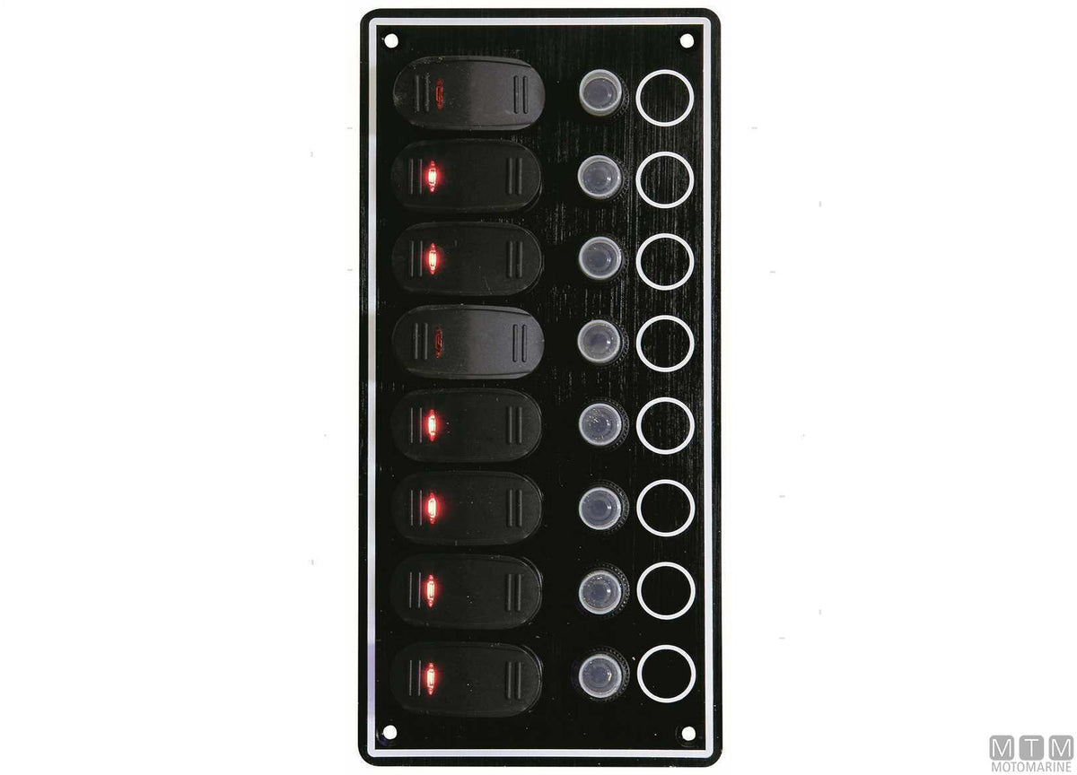 Aluminium panel with rocker switches, 7+1 positions - original photo Motomarine Srl