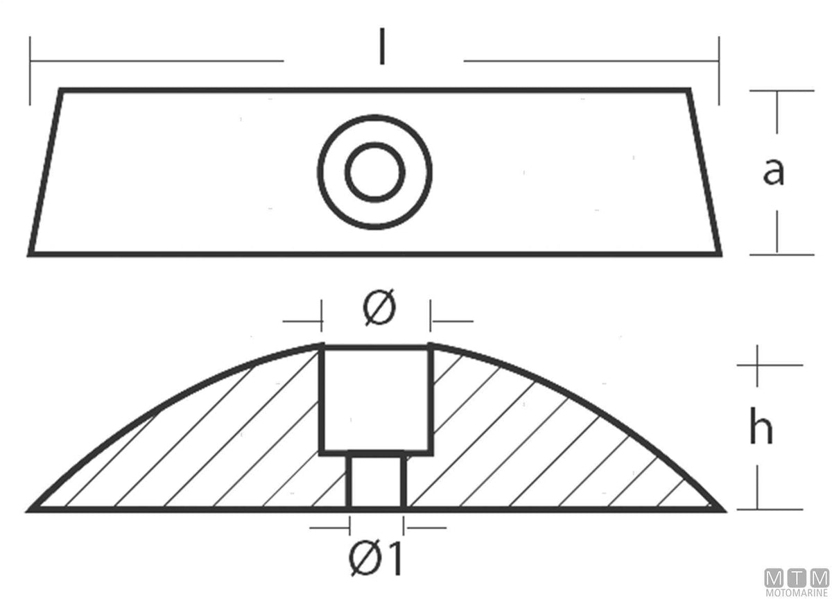 Double plate anode for Volvo 110/120, aluminium - original photo Motomarine Srl