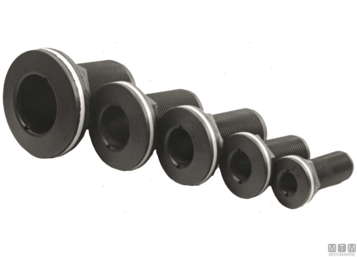 Trudesign black threaded through-hull fitting 1"1/2 - original photo Motomarine Srl