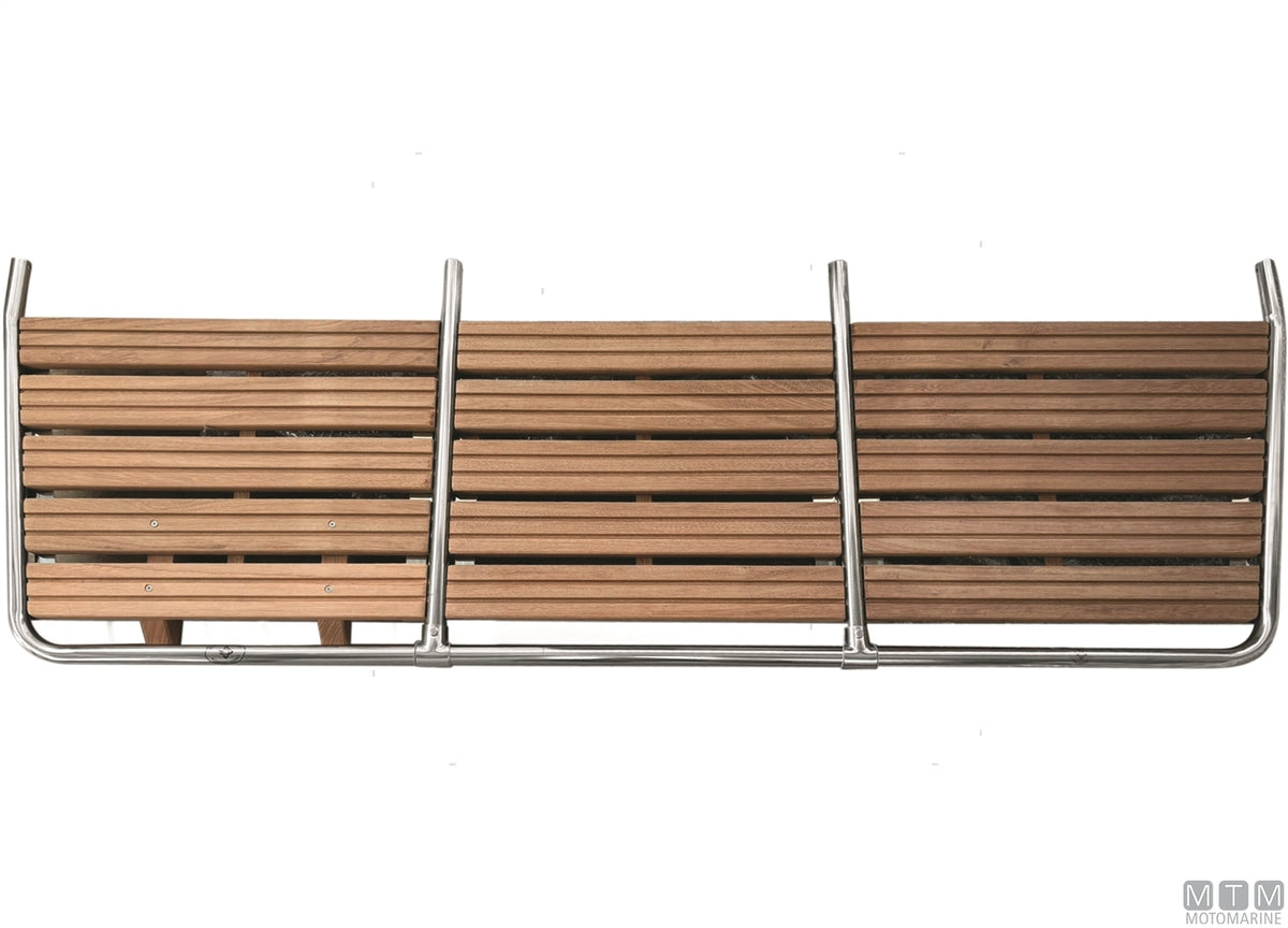 Large stern platform 200x55 cm, stainless steel and wooden slats - original photo Motomarine Srl