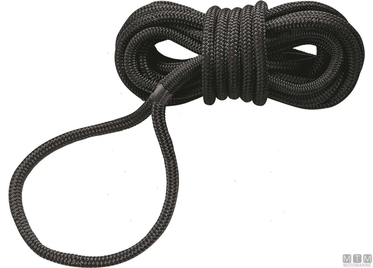 Black polyester mooring braid with spliced eye Ø14 mm, 10 m - original photo Motomarine Srl