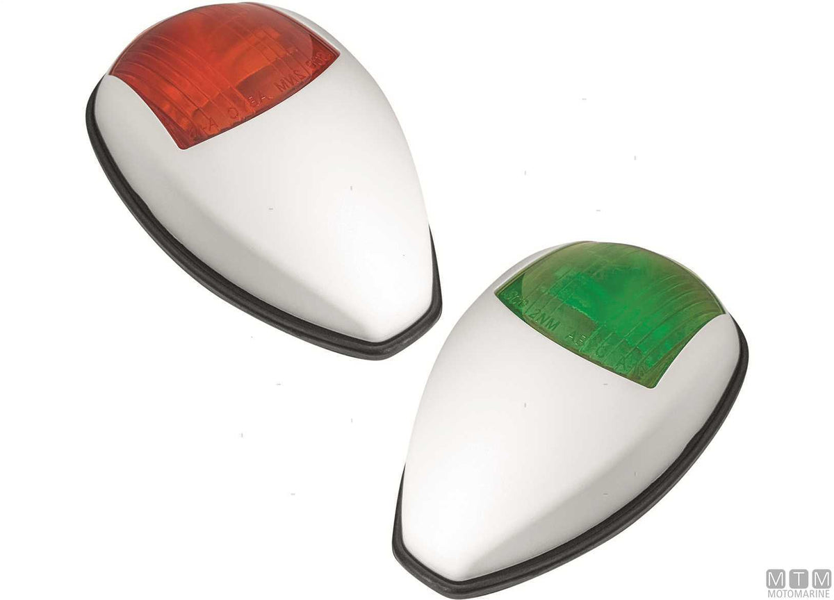 Pair of LED bow navigation lights, red and green, stainless steel - original photo Motomarine Srl