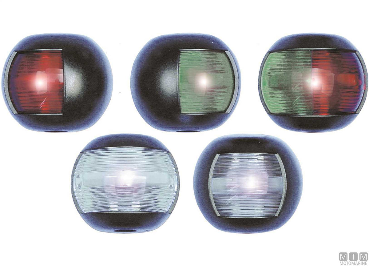 Red side navigation light LED half-dome black 70x63 mm - original photo Motomarine Srl