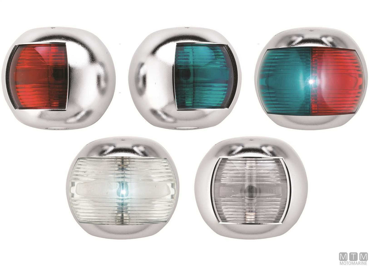 Combined red/green navigation light LED half-dome stainless steel 70x63 mm - original photo Motomarine Srl