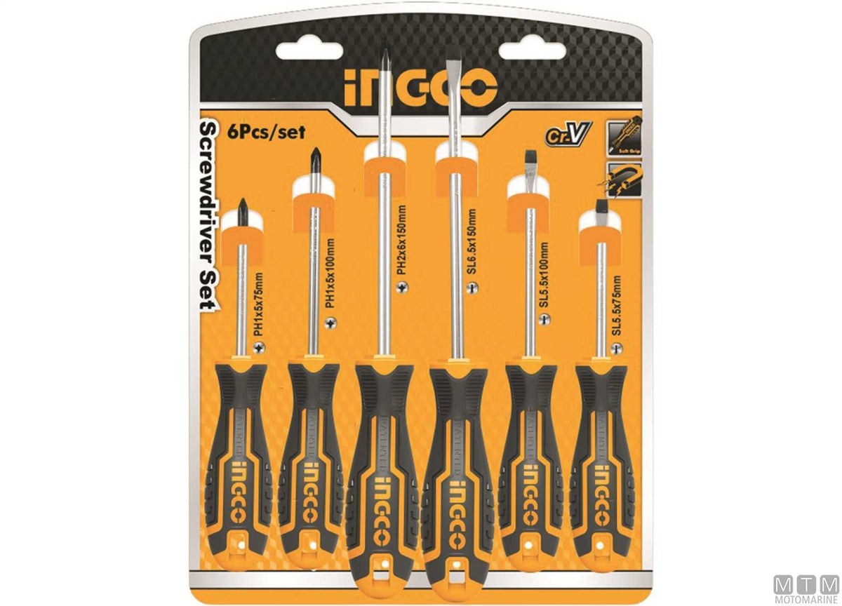 Professional screwdriver set 3 SL + 3 PH, 6 pcs - original photo Motomarine Srl