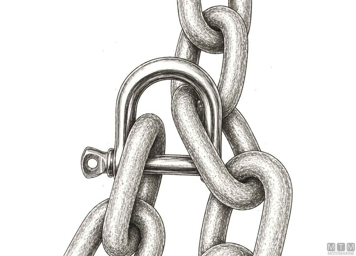 Wide bow shackle Ø12 mm stainless steel 316 - original photo Motomarine Srl
