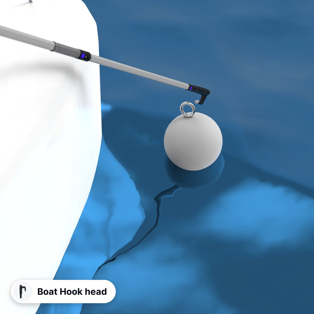 Jake boat hook head catching a mooring buoy