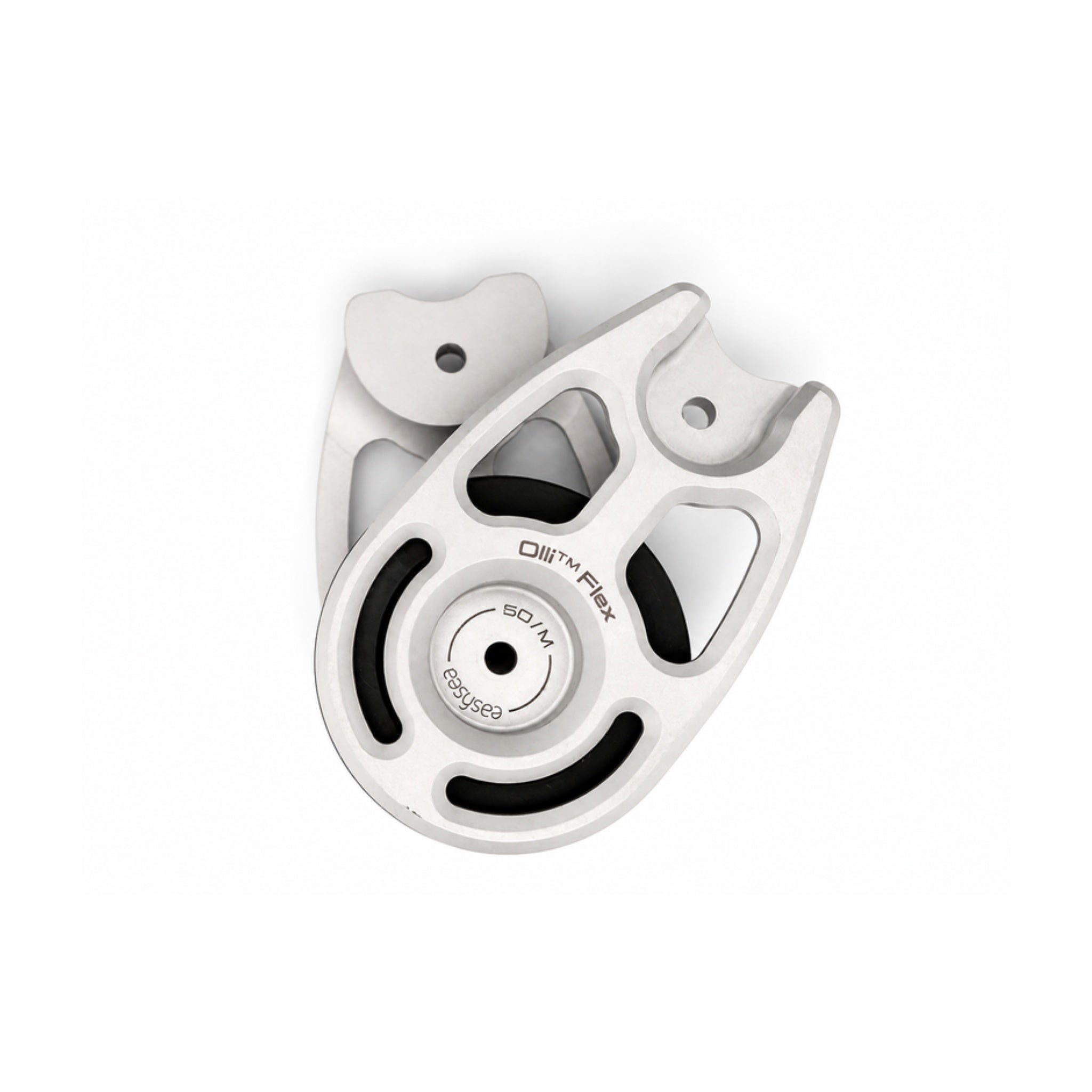 The two openable cheeks of the Olli Flex 50 M, the feature that lets the block be reconfigured