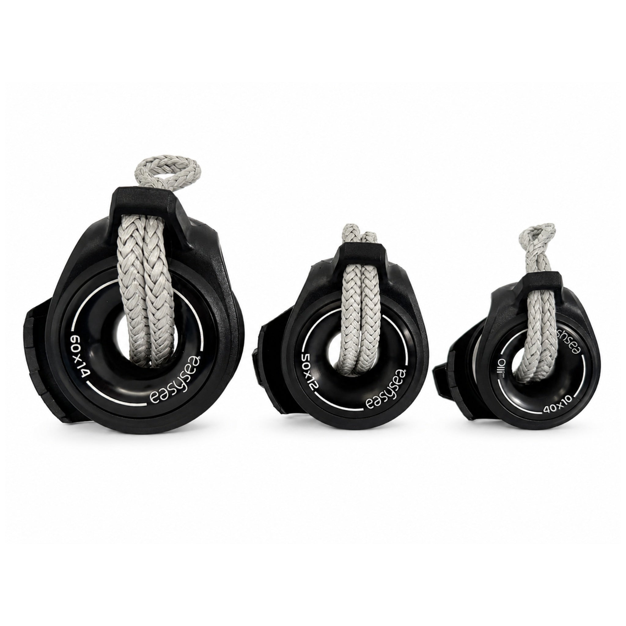 The size range of the Easysea Olli snatch block side by side