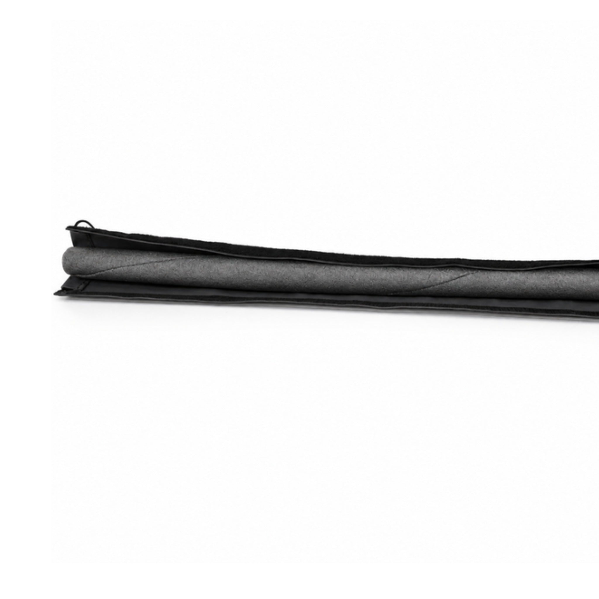 Side view of the Spira guardrail cover with the sleeve open along the foam core