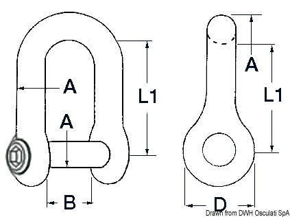 Anchor shackle AISI 316 16 mm - foto originale Osculati Srl
