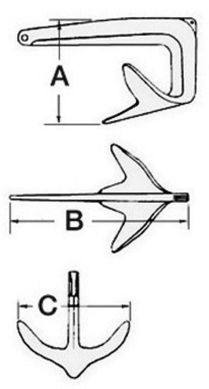 Trefoil Anchor, foldable 5 kg - foto originale Osculati Srl