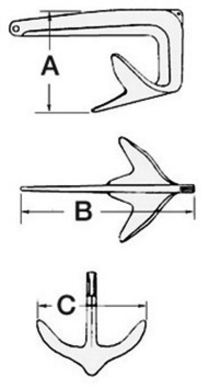 Trefoil anchor AISI 316 5 kg - foto originale Osculati Srl