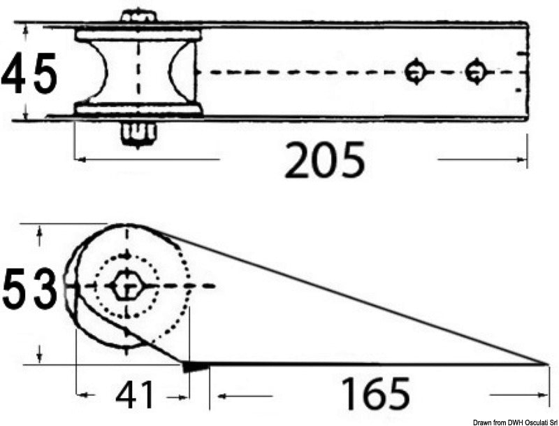 Bow roller for small vessels 205 mm - foto originale Osculati Srl
