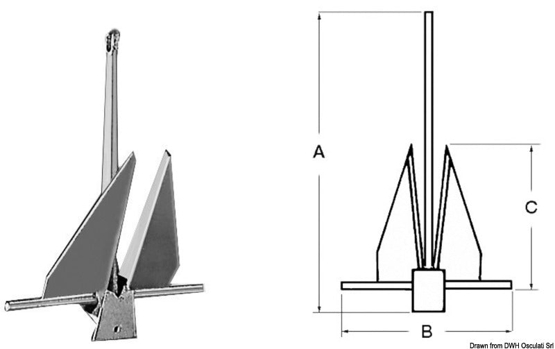 Danforth anchor 8 kg - foto originale Osculati Srl