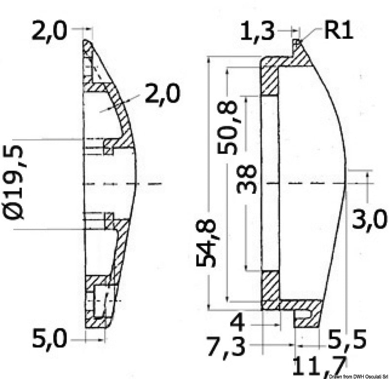Control panel for winch 75 x 62 mm - foto originale Osculati Srl