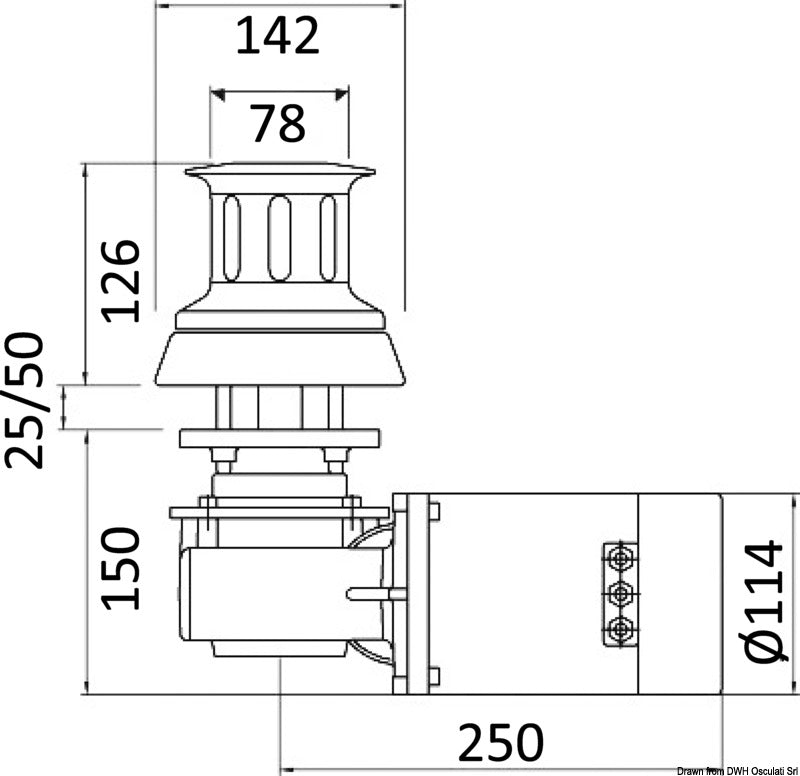 Italwinch Nestor capstan winch 1000 W 12 V - foto originale Osculati Srl