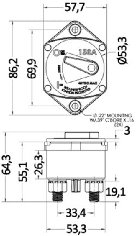 Watertight panel mount circuit breaker 70 A - foto originale Osculati Srl