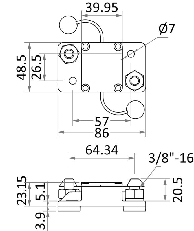 Watertight circuit breaker automatic reset 150 A - foto originale Osculati Srl