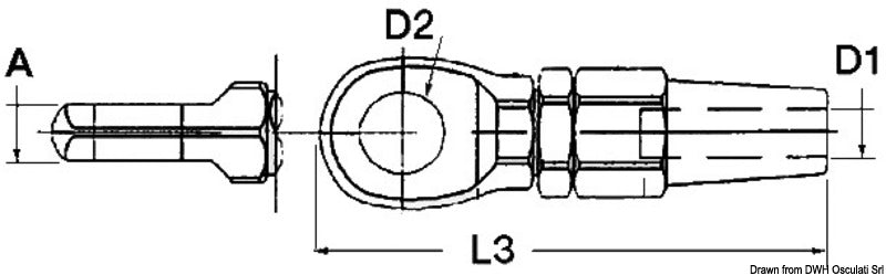SS eyelet terminal Ø 5 mm - foto originale Osculati Srl