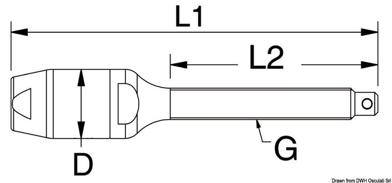Threaded terminal for Ø 6 mm rope - foto originale Osculati Srl