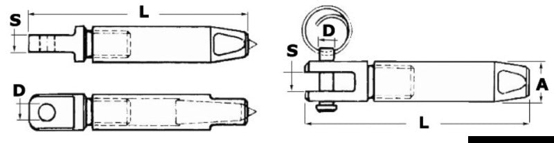Fork terminal AISI 316 for Parafil cable Ø 9 mm - foto originale Osculati Srl