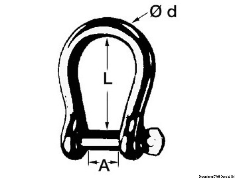 HDG steel bow shackle 25 mm - foto originale Osculati Srl