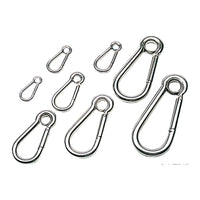 Carabiner hook polished AISI 316 w. eye 10 mm (pack of 10)