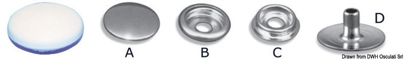 SS snap fasteners A+B (100 pcs) (pack of 100) - foto originale Osculati Srl