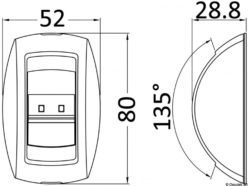 Stern navigation light 135° white light, vertical - foto originale Osculati Srl