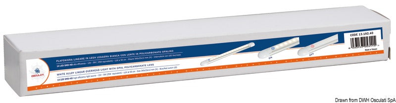 Linear overhead 14-LED light white 12 V - foto originale Osculati Srl