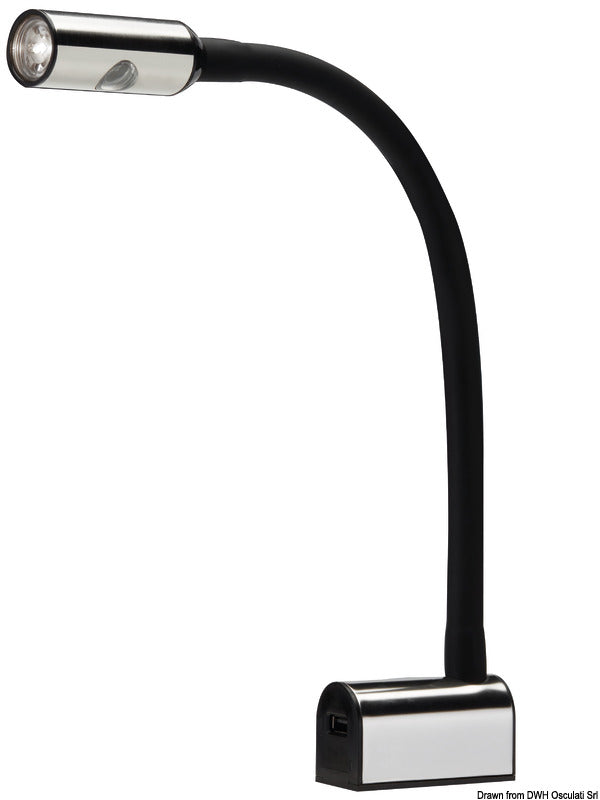 Articulated reading LED spotlight black silicone - foto originale Osculati Srl